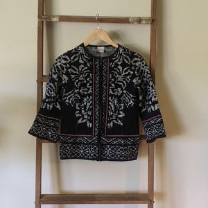 Zippered Cardigan with bell sleeves